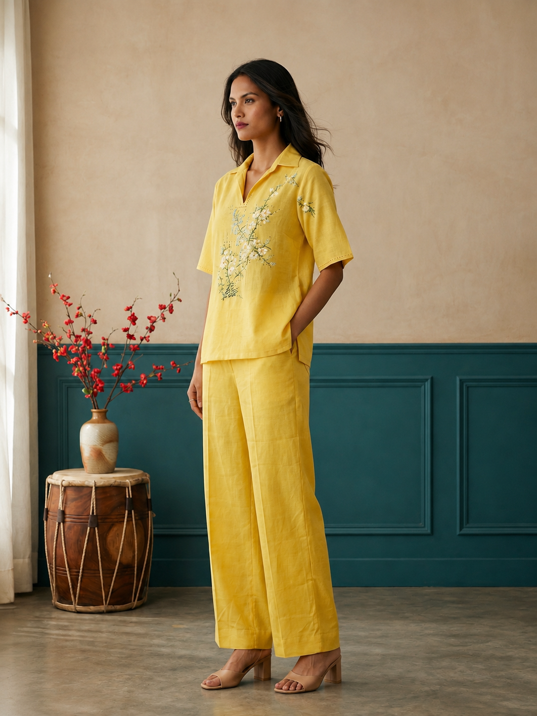 Yellow Long Kimono Top