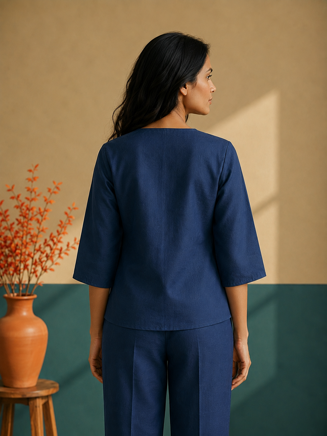 Navy Blue Cross Over Top