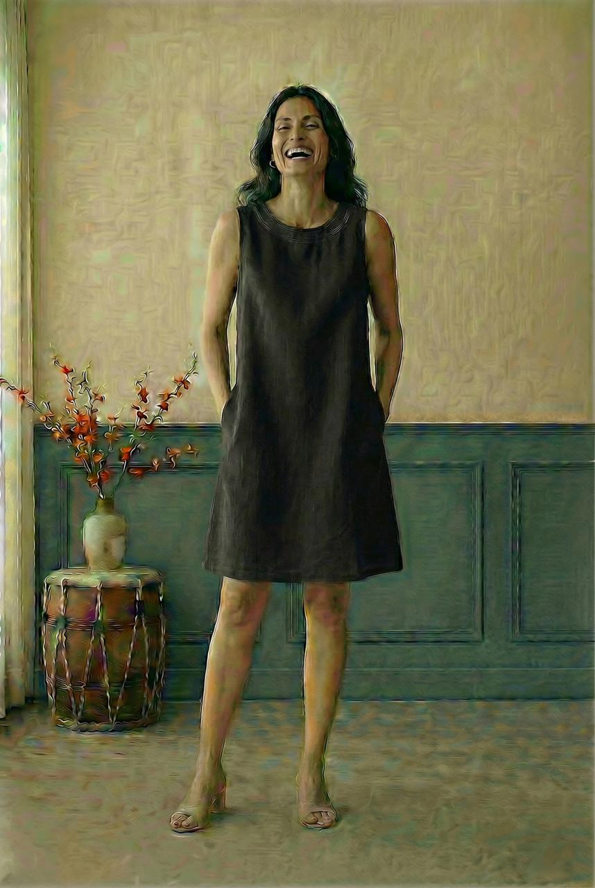 Black A-line sleevless dress