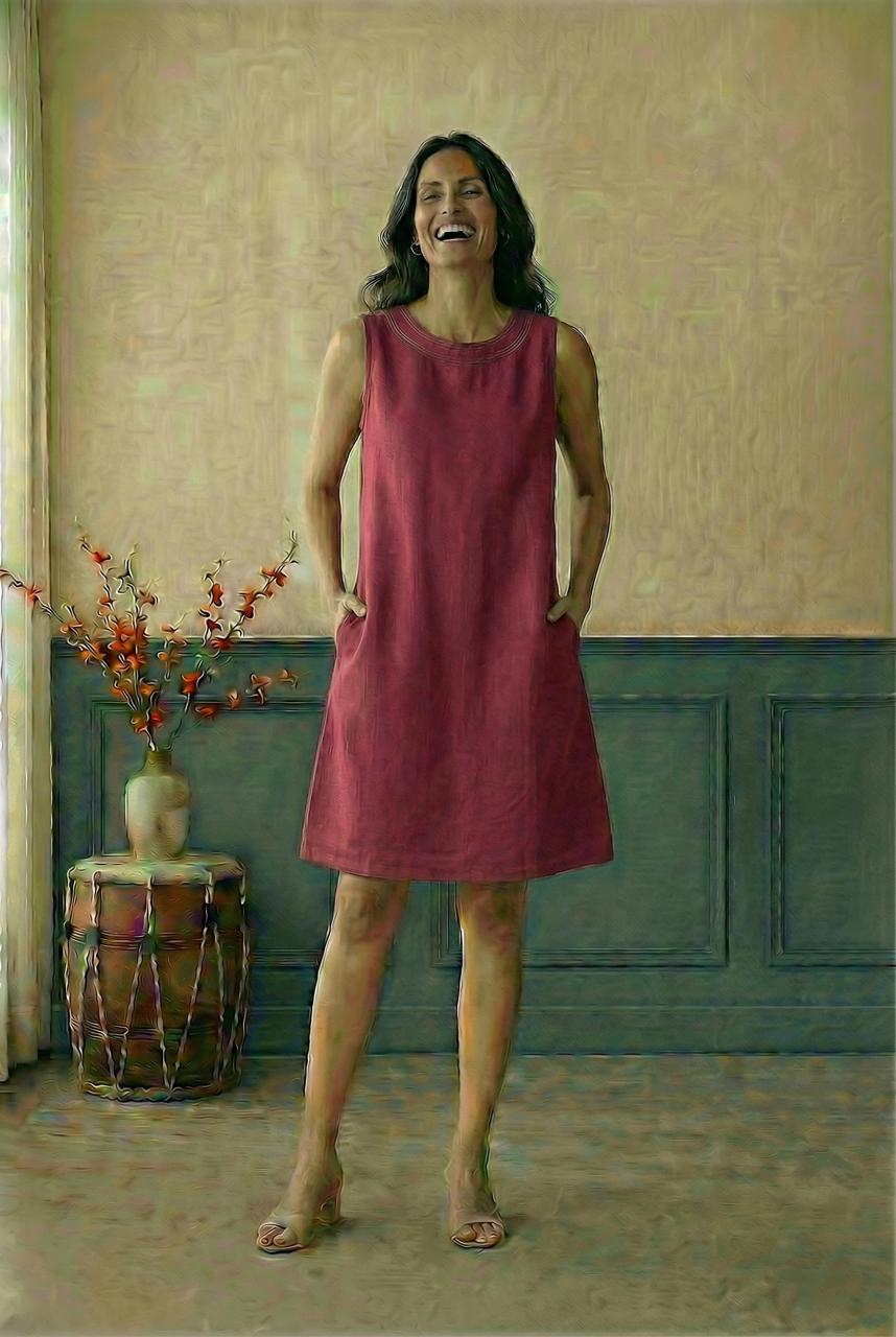 Pink A-line sleevless dress