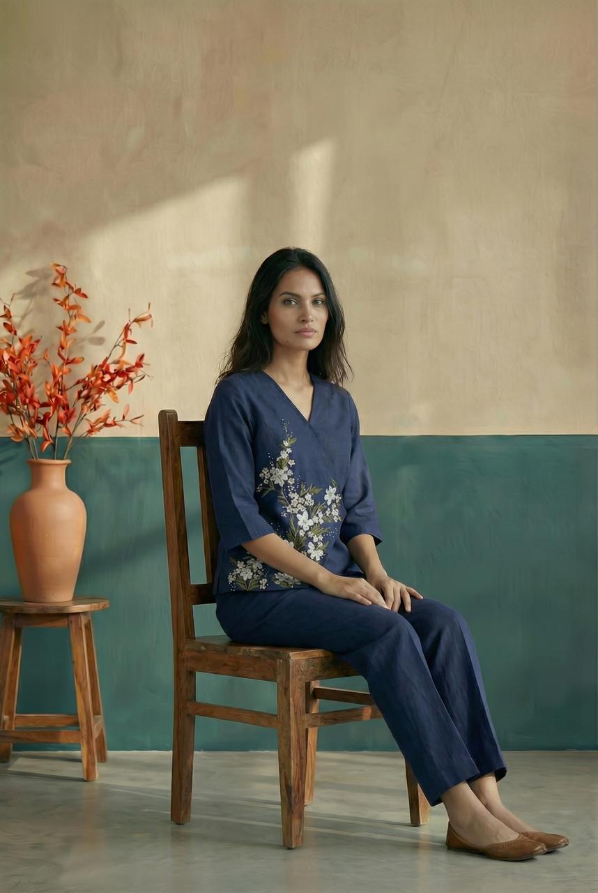 Navy Blue Cross Over Top