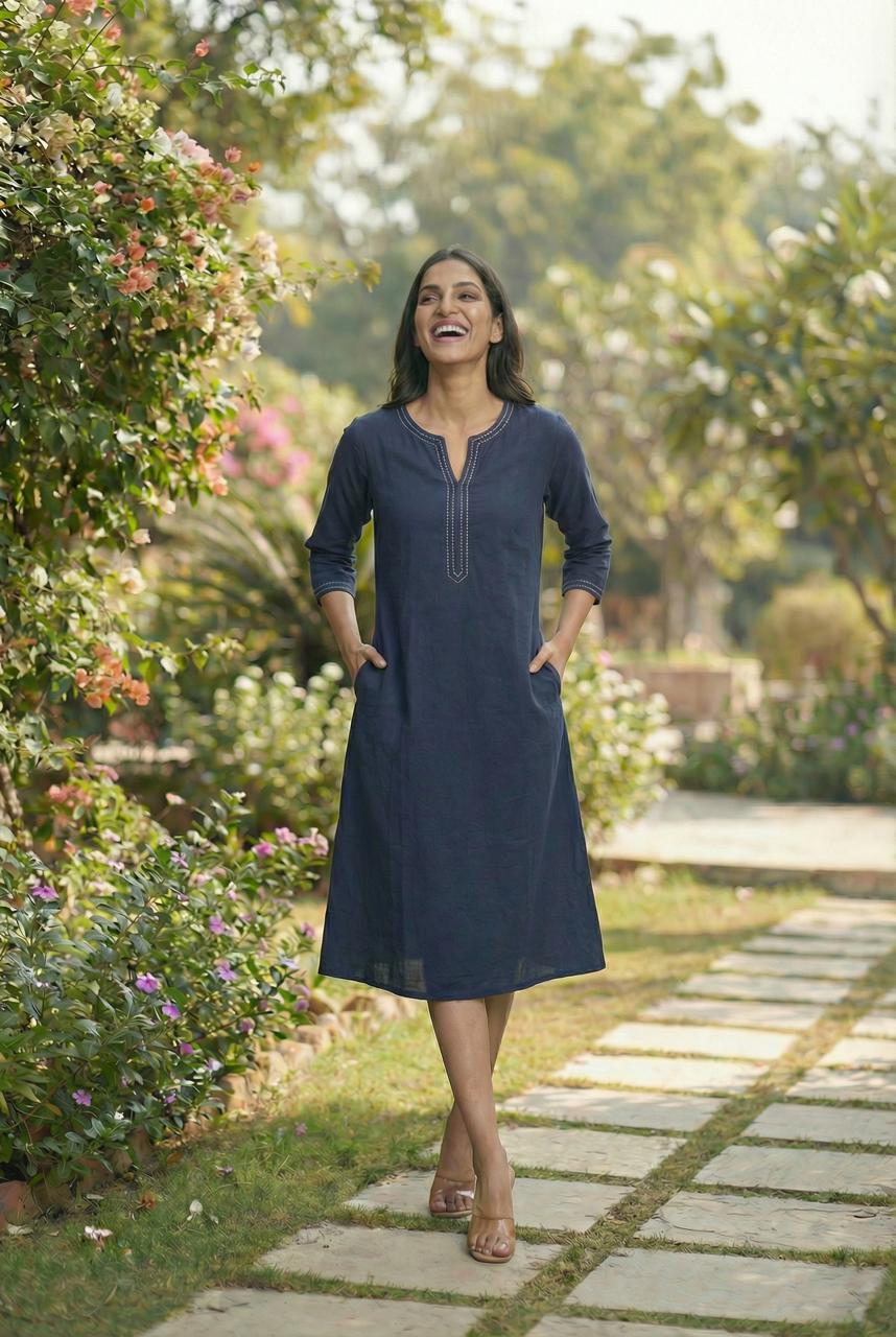 Navy Blue A-line dress