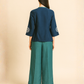 Women’s Dark Blue Silk Top & Green Cotton Pant Set