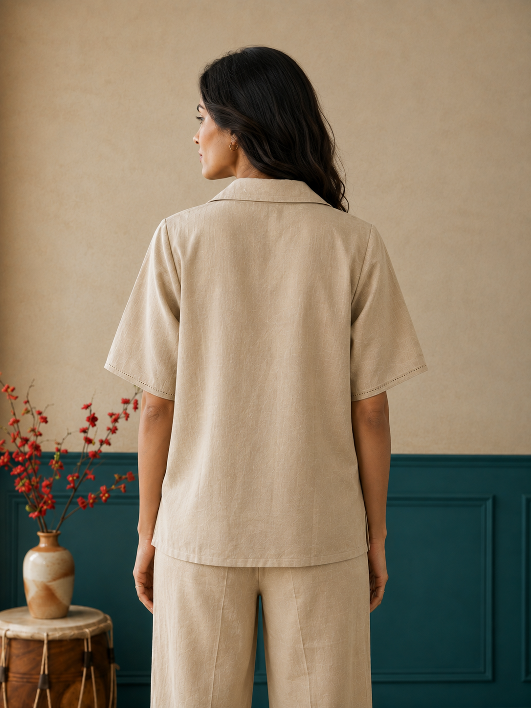 Beige Long Kimono Top