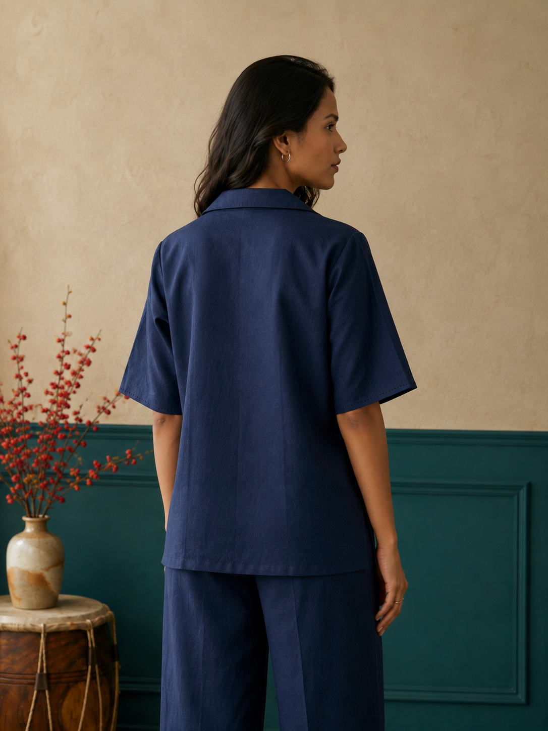 Navy Blue Long Kimono Top