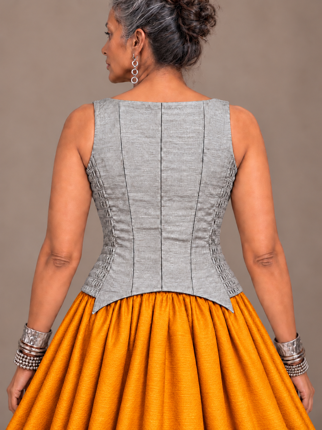 Grey silk corset top