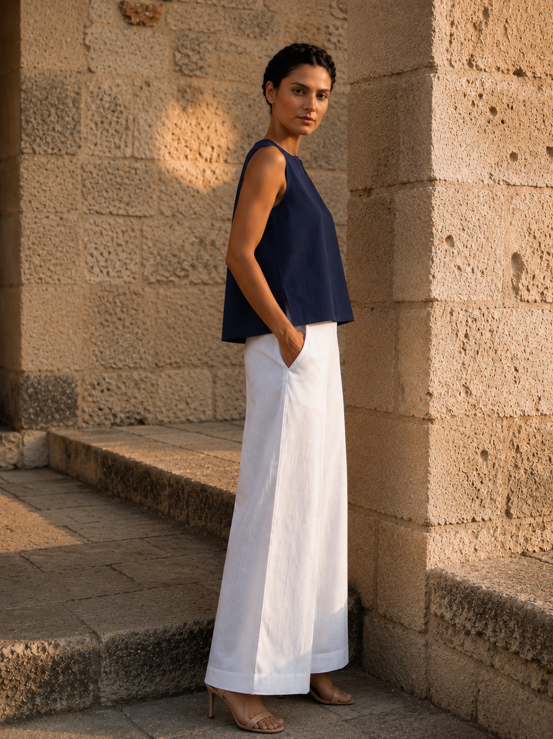 Navy Blue Key hole top