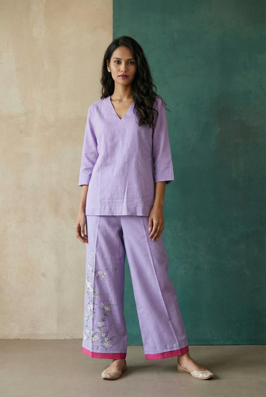 Purple  Women Painted Pant