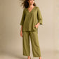 Olive Green Casual Cotton Top & Pant Set
