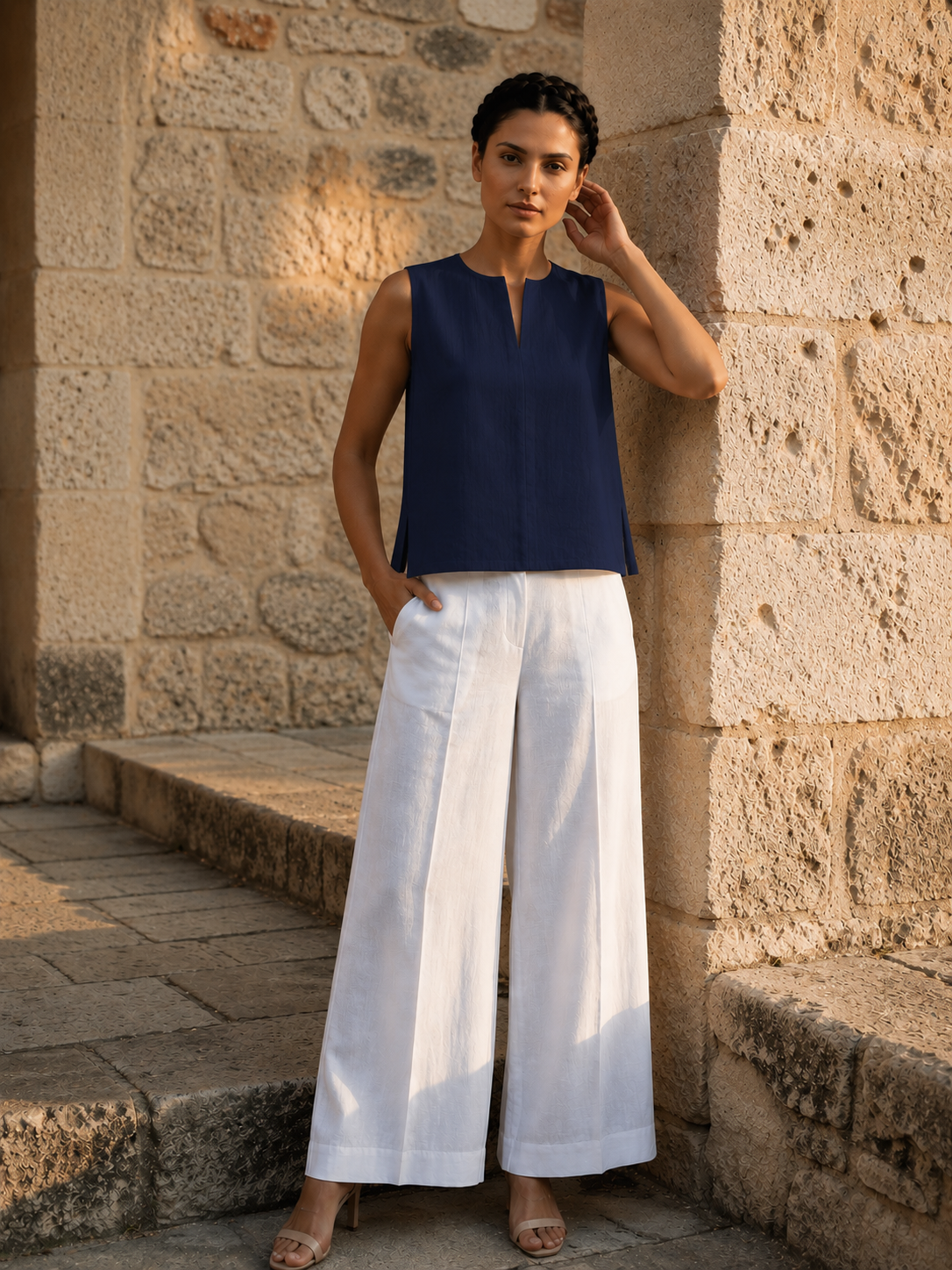 Navy Blue Key hole top