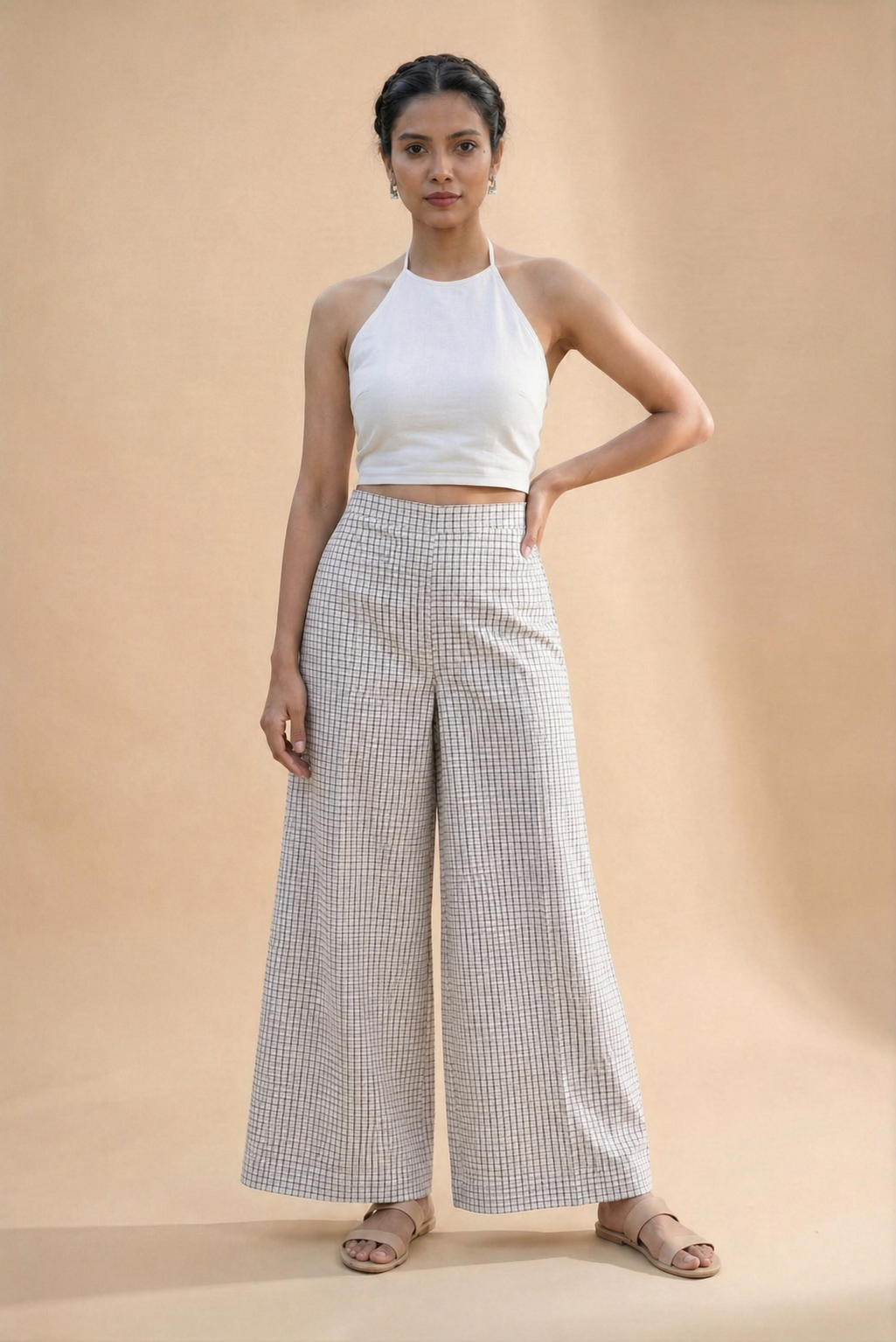 White & Blue Straight pants