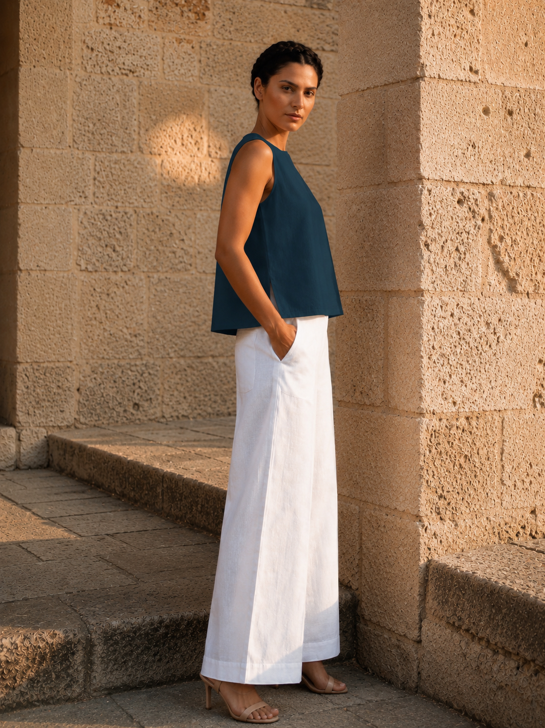 Teal Blue Key hole top
