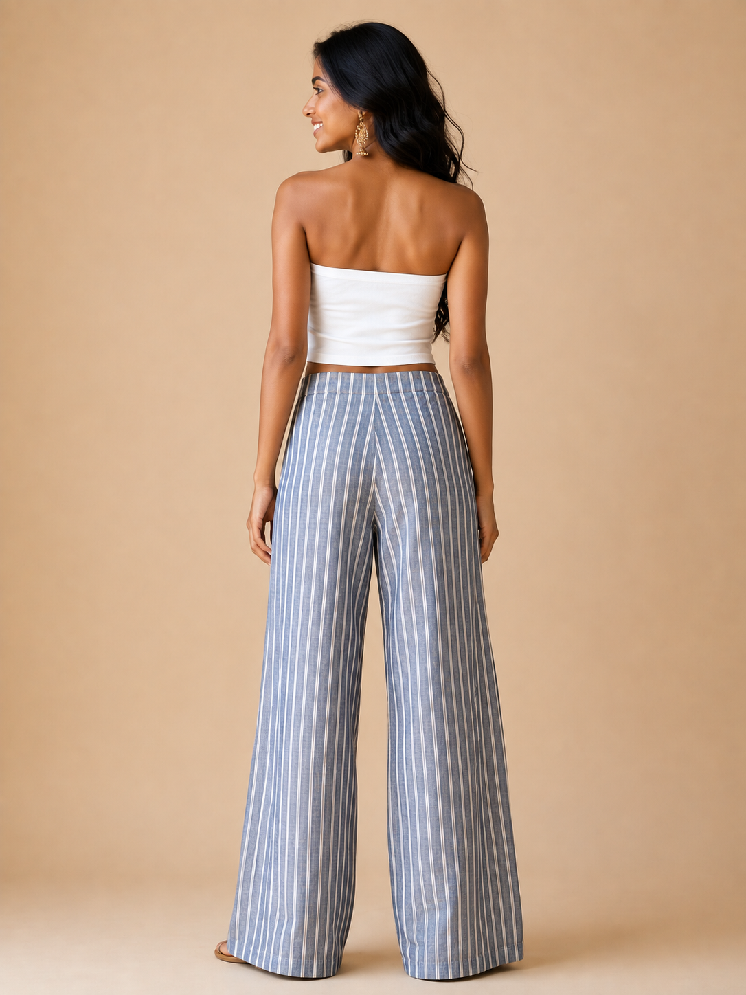 Navy Blue Stripes Straight pants