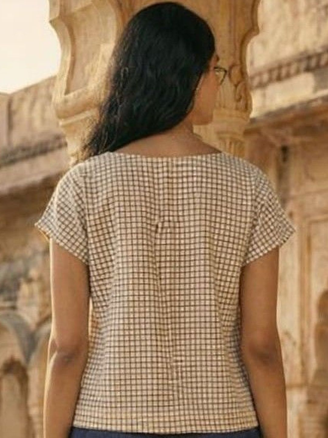 Kimono top with chinese collar