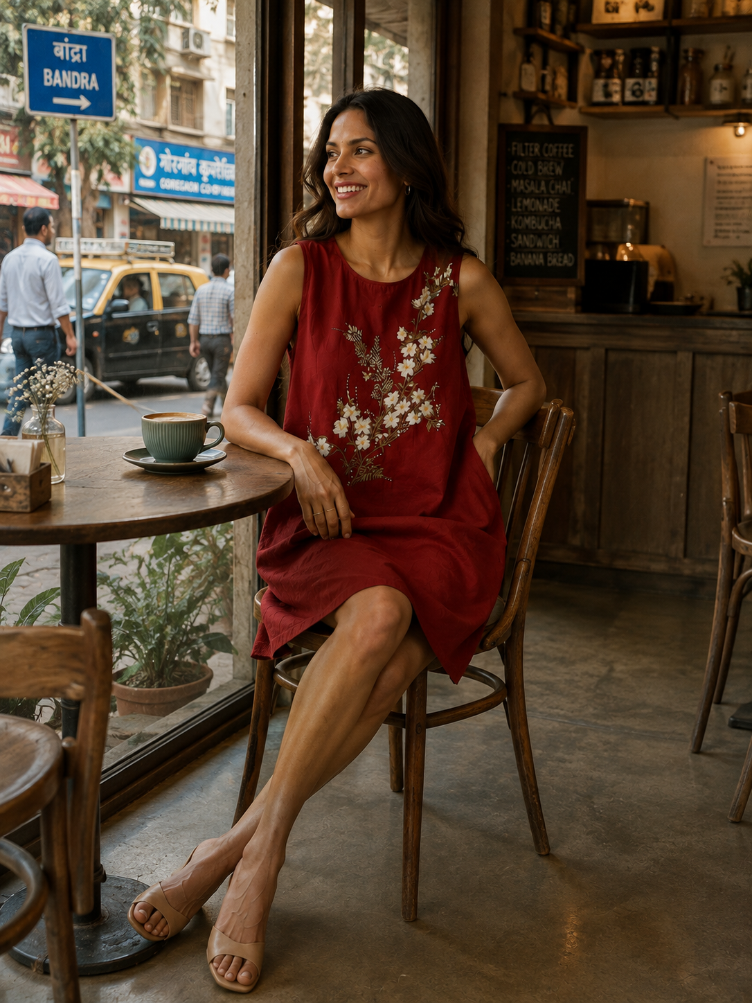Red Sleeveless A-Line Dress