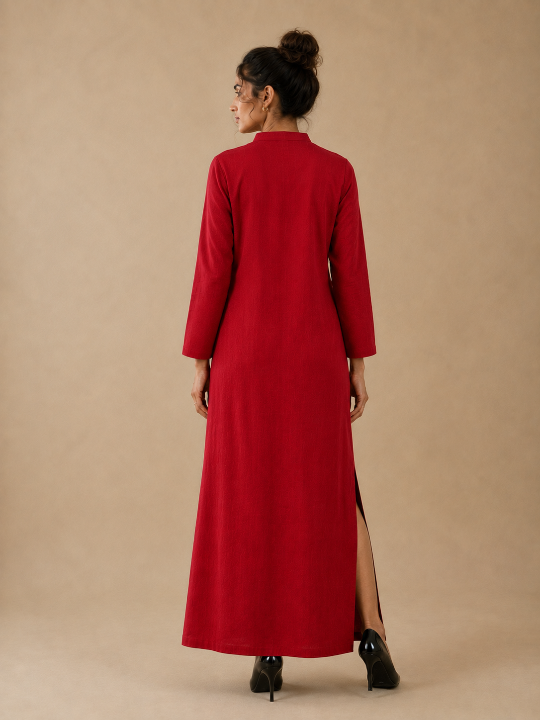Red Ankle-Length Straight Dress