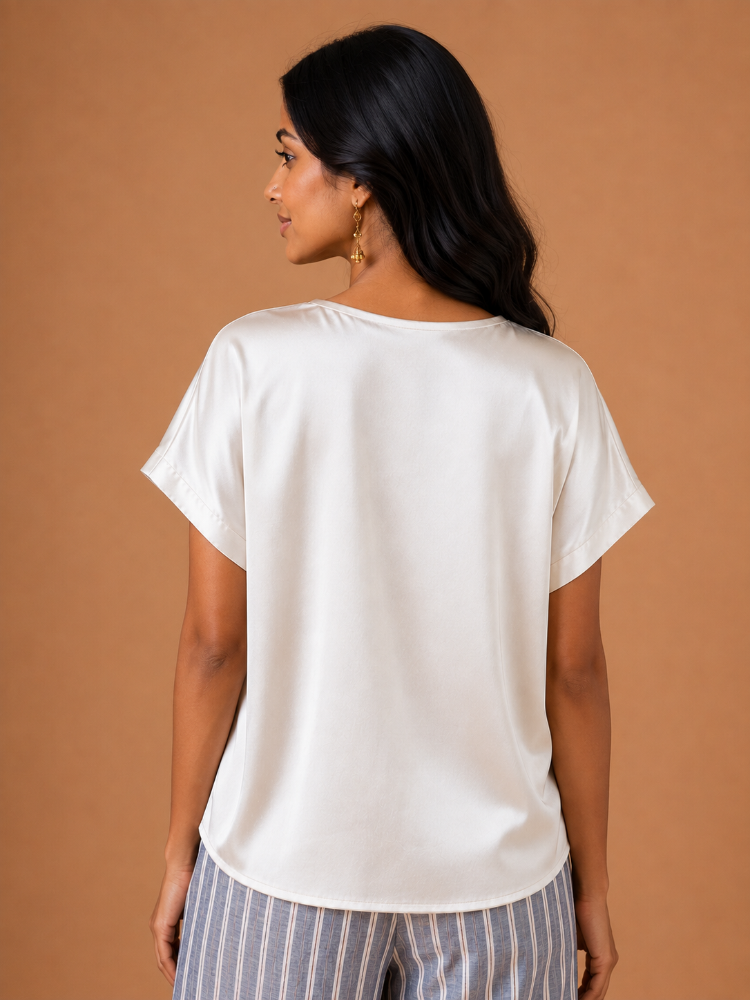 White Satin Front cowl top