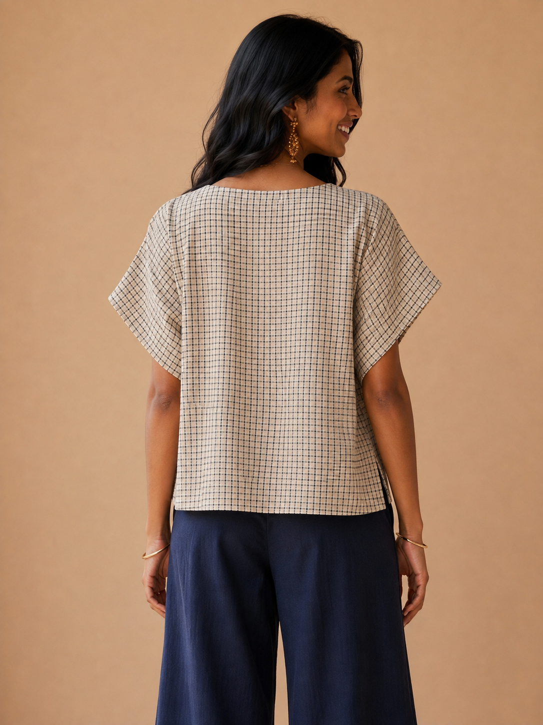 White Checks Kimono top