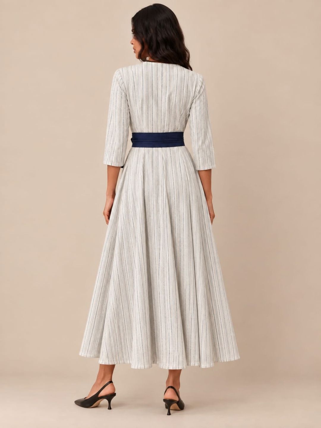 White Stripes long Flowy Dress