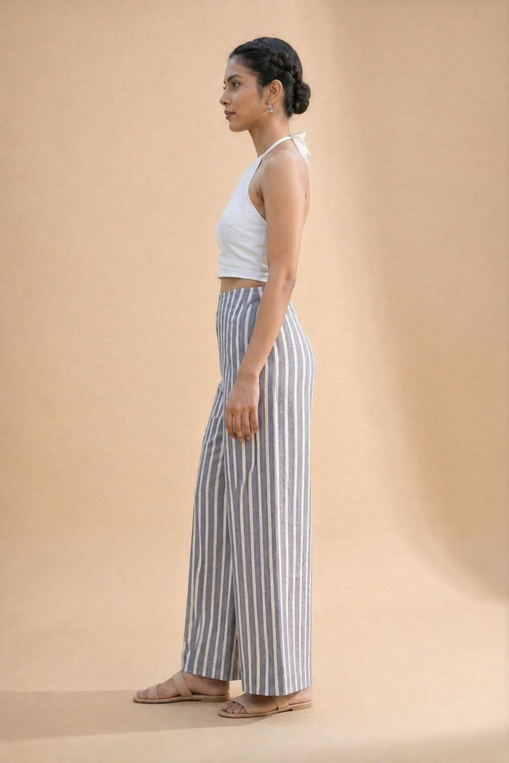 White & Blue Straight pants