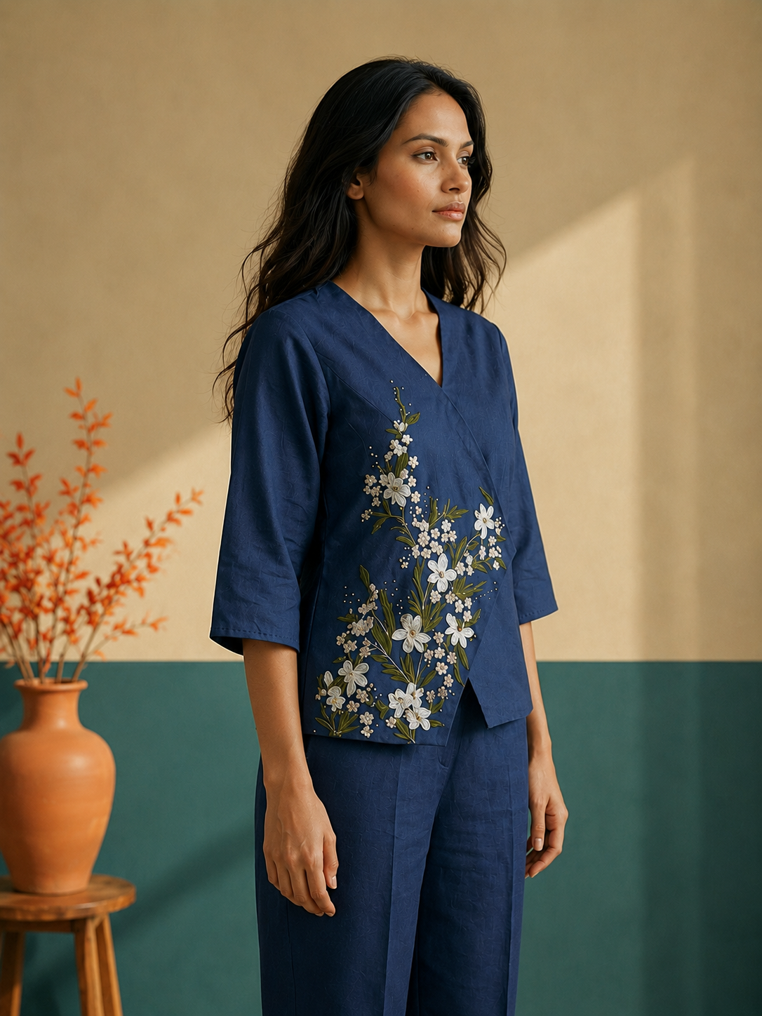 Navy Blue Cross Over Top