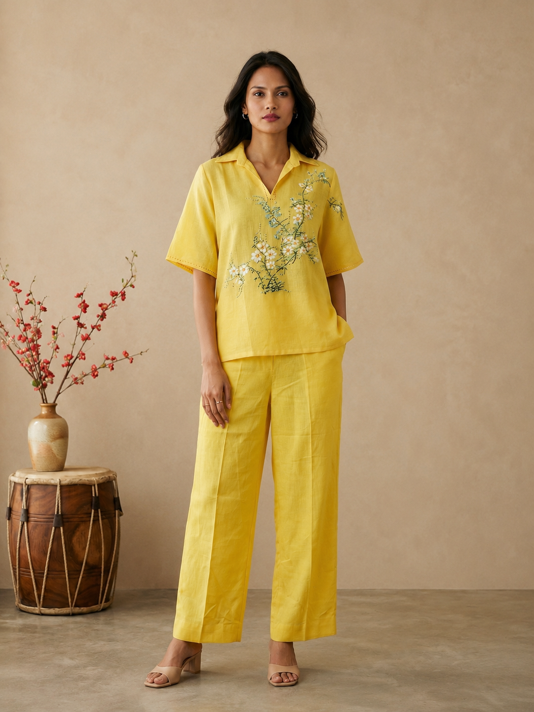 Yellow Long Kimono Top