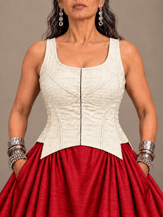 Off white silk corset top