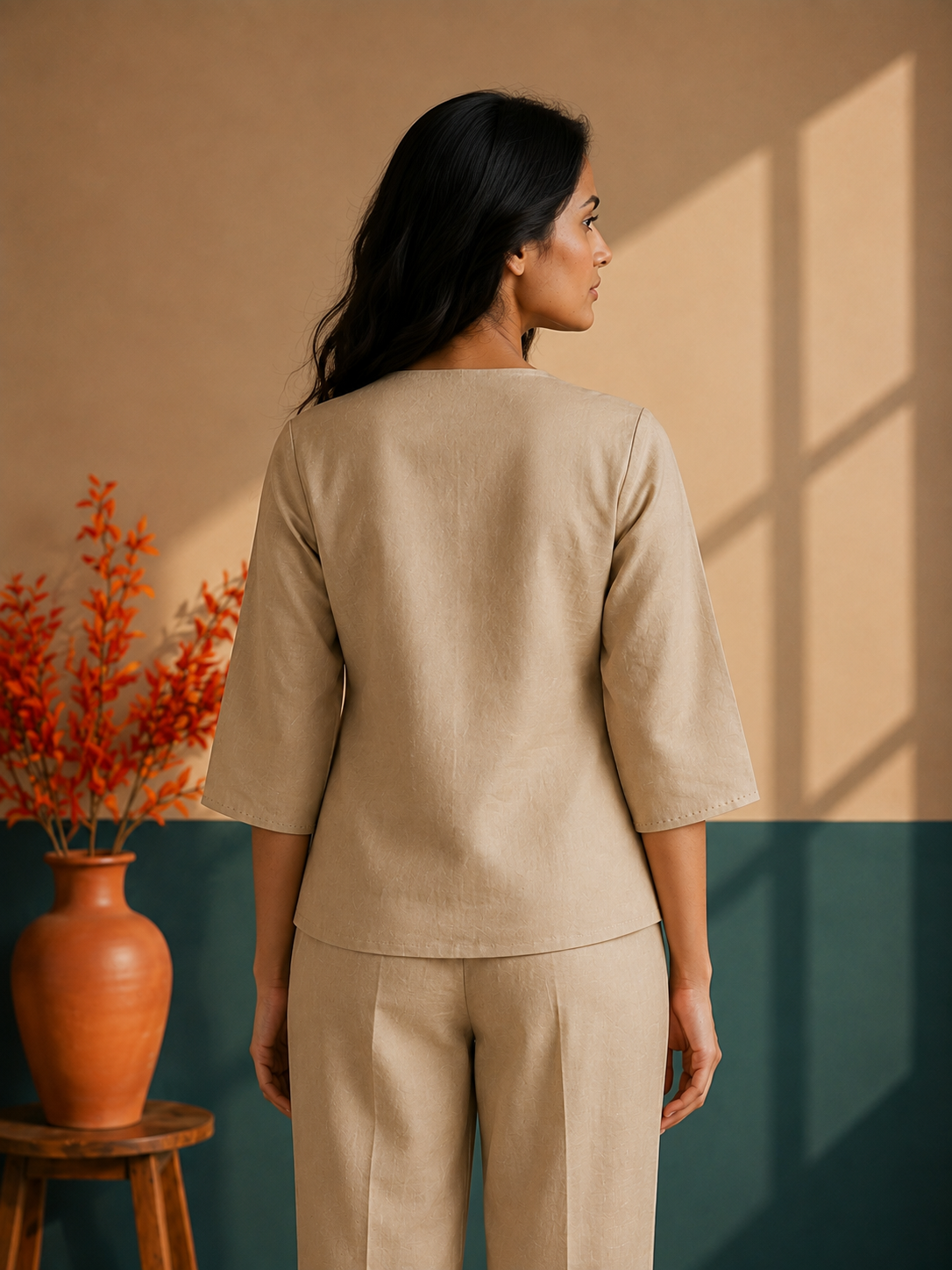 Beige Cross Over Top