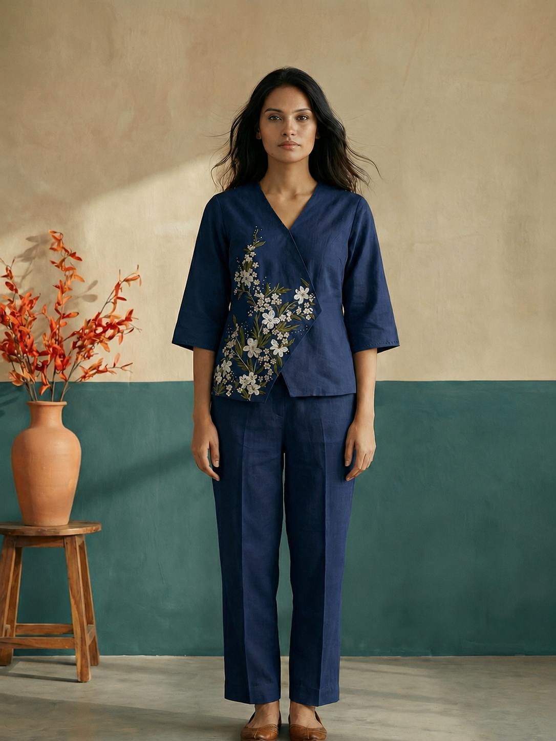 Navy Blue Cross Over Top