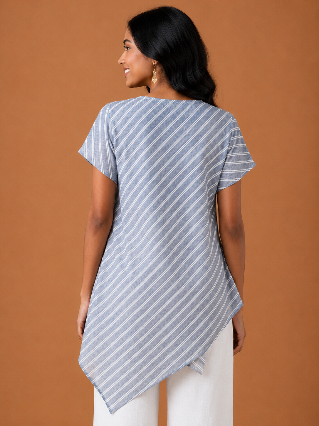 Navy Blue Stripes Zero-waste top