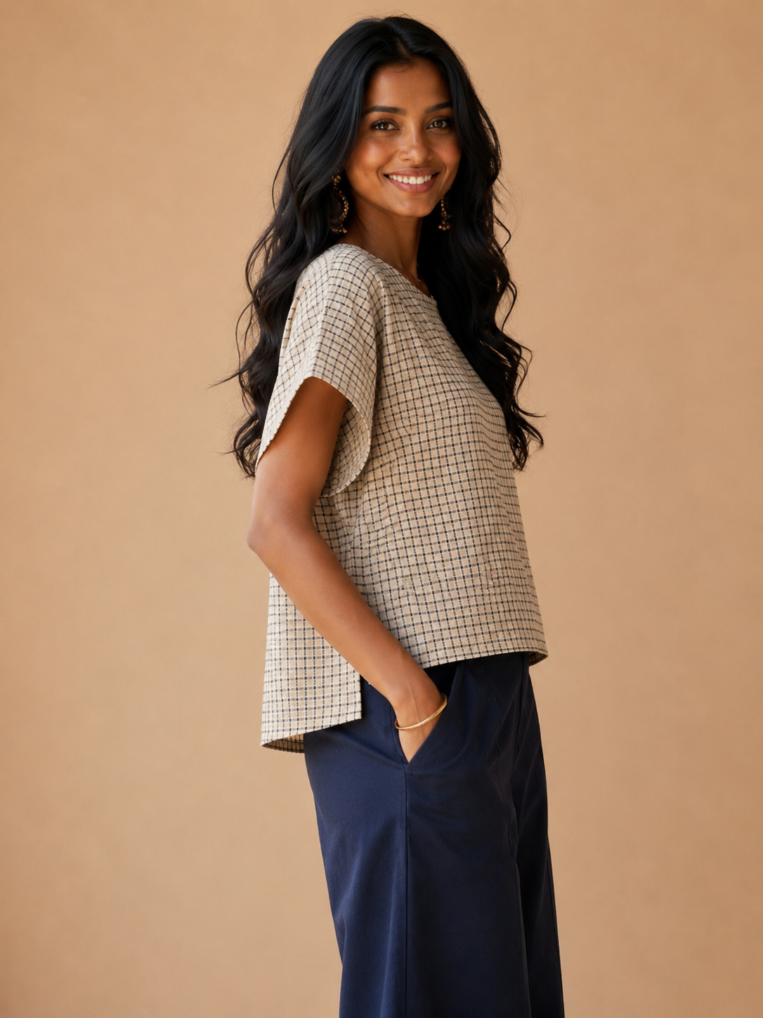 White Checks Kimono top
