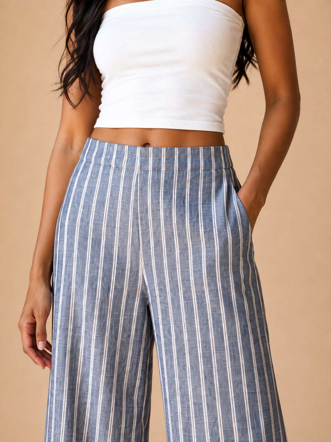 Navy Blue Stripes Straight pants