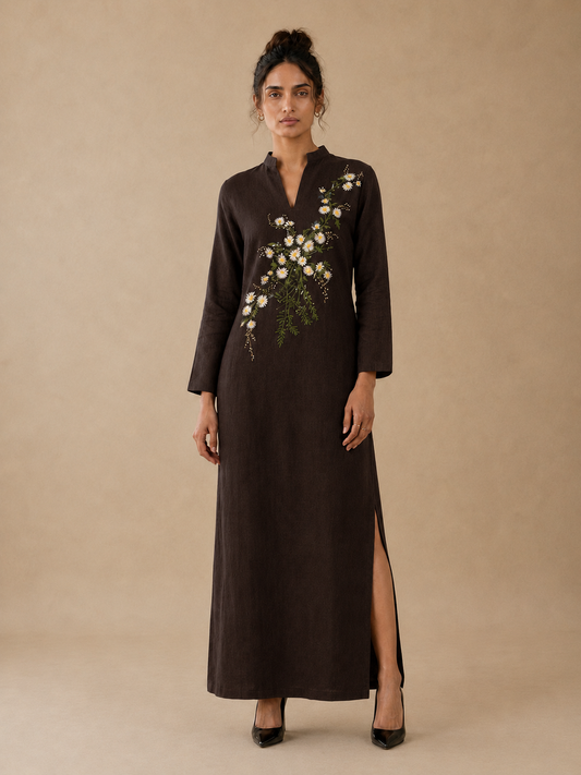 Brown Ankle-Length Straight Dress