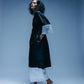 Black Kurta With Embroidered Sleeves & White Straight Ankle Pants