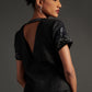 Black linen top with embroidered sleeves