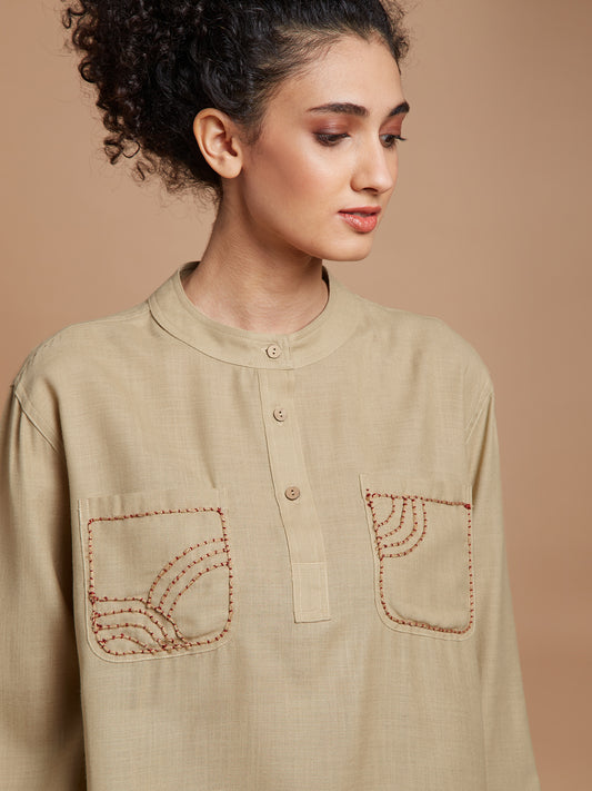 Beige oversized kurta