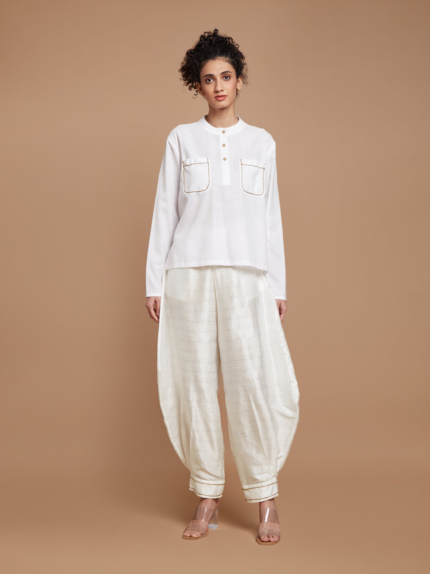 White oversized short kurta