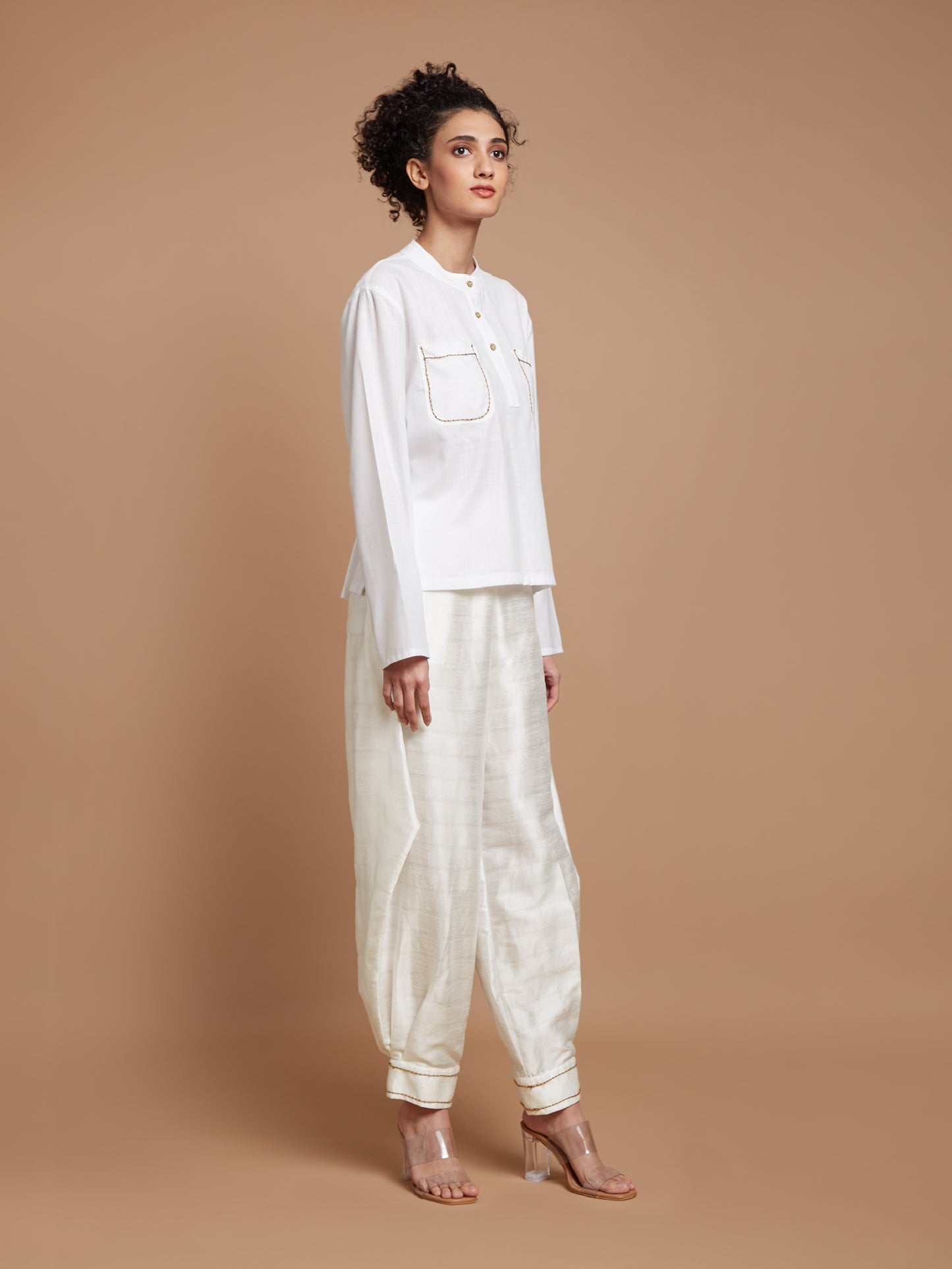 White oversized short kurta