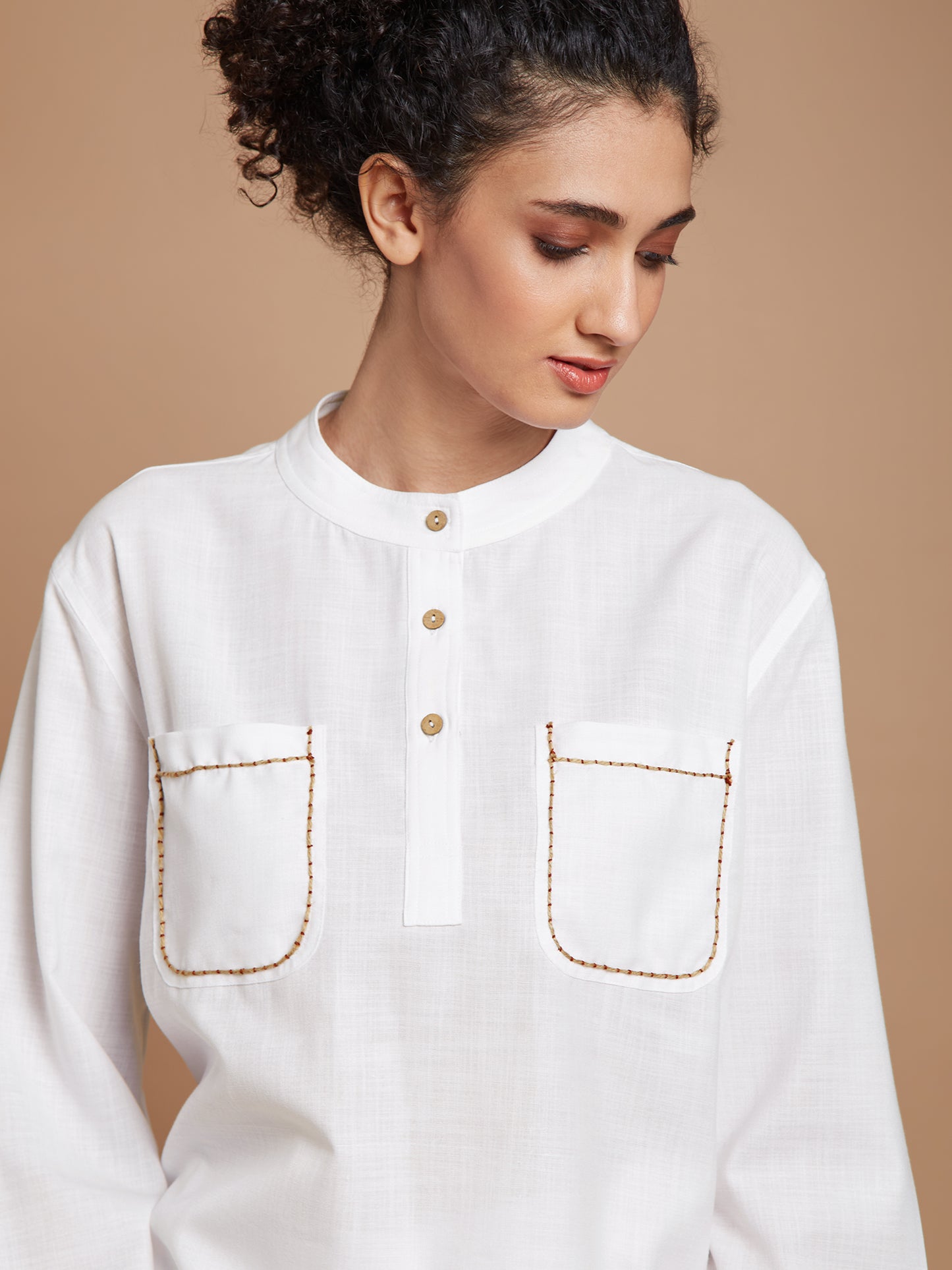 White oversized short kurta