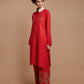 Red embroidered long kurta