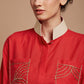 Red embroidered long kurta