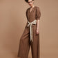 Brown jumpsuit with tie-up