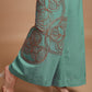 Wide leg turquoise embroidered pants