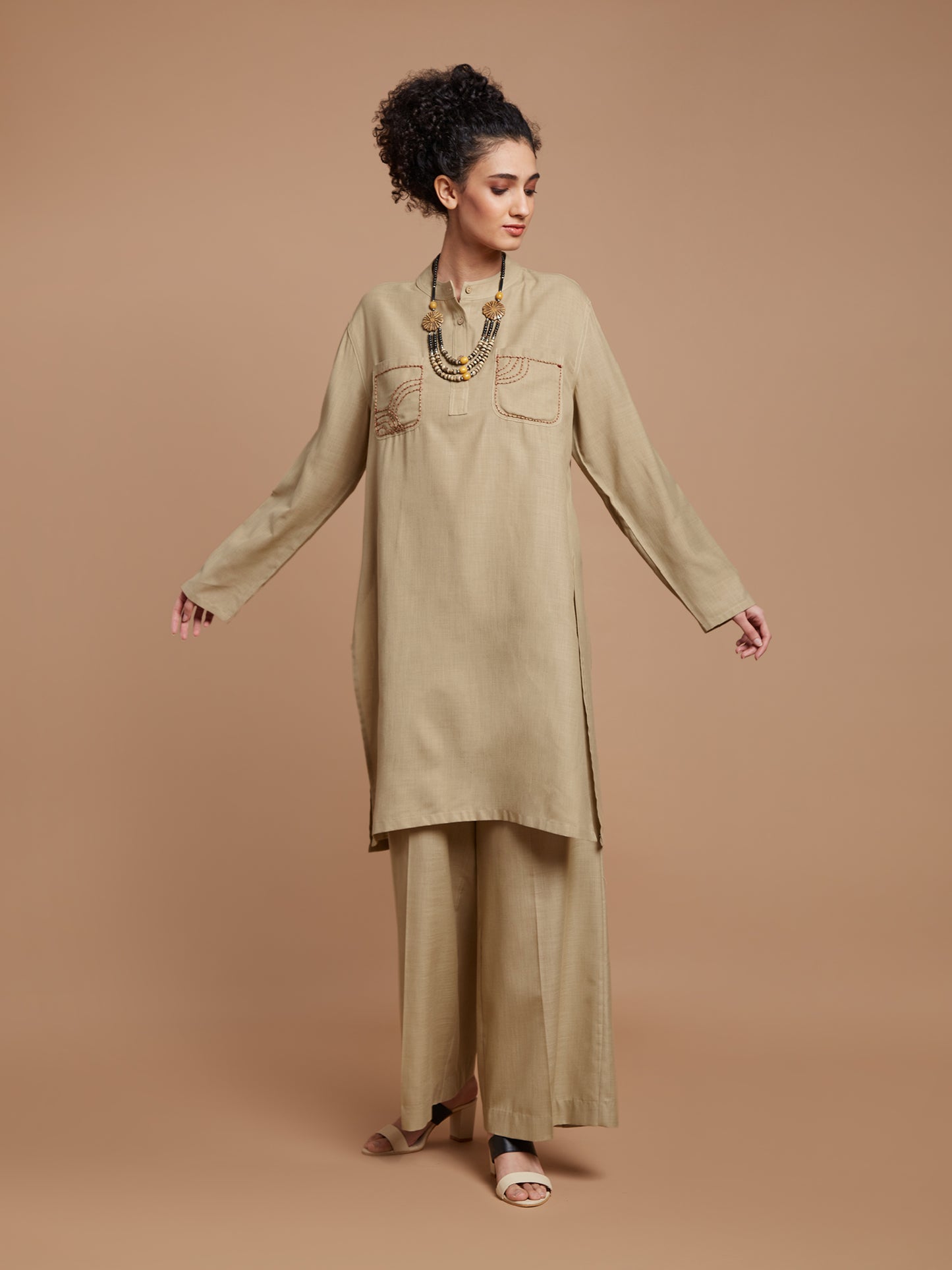 Beige oversized kurta