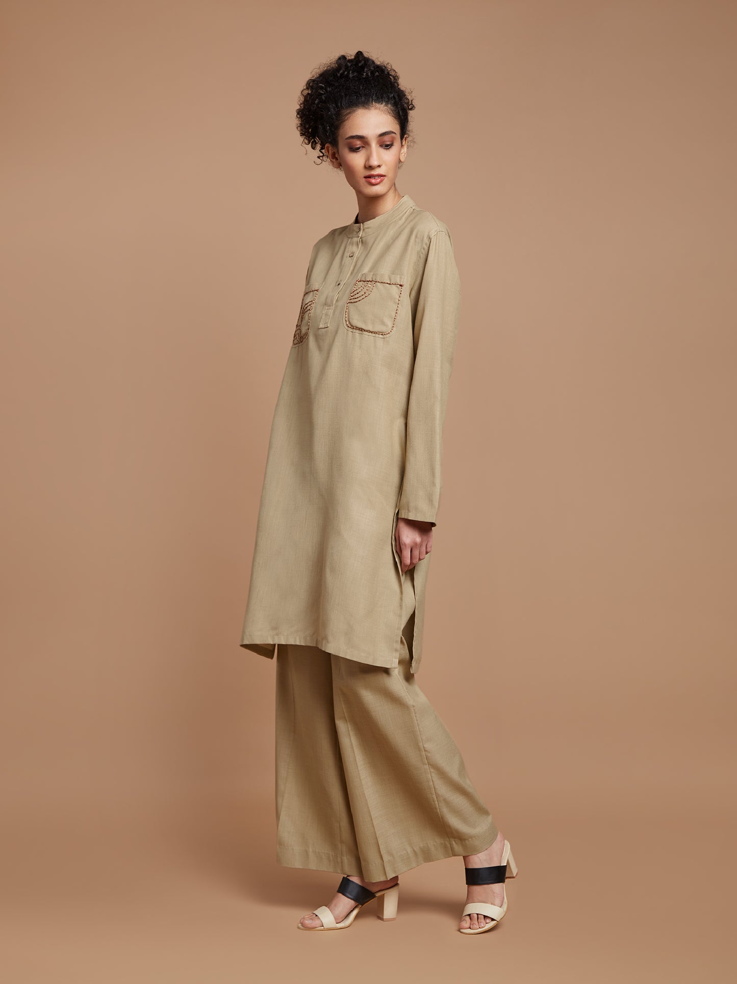 Beige oversized kurta