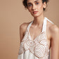 White halter neck jumpsuit