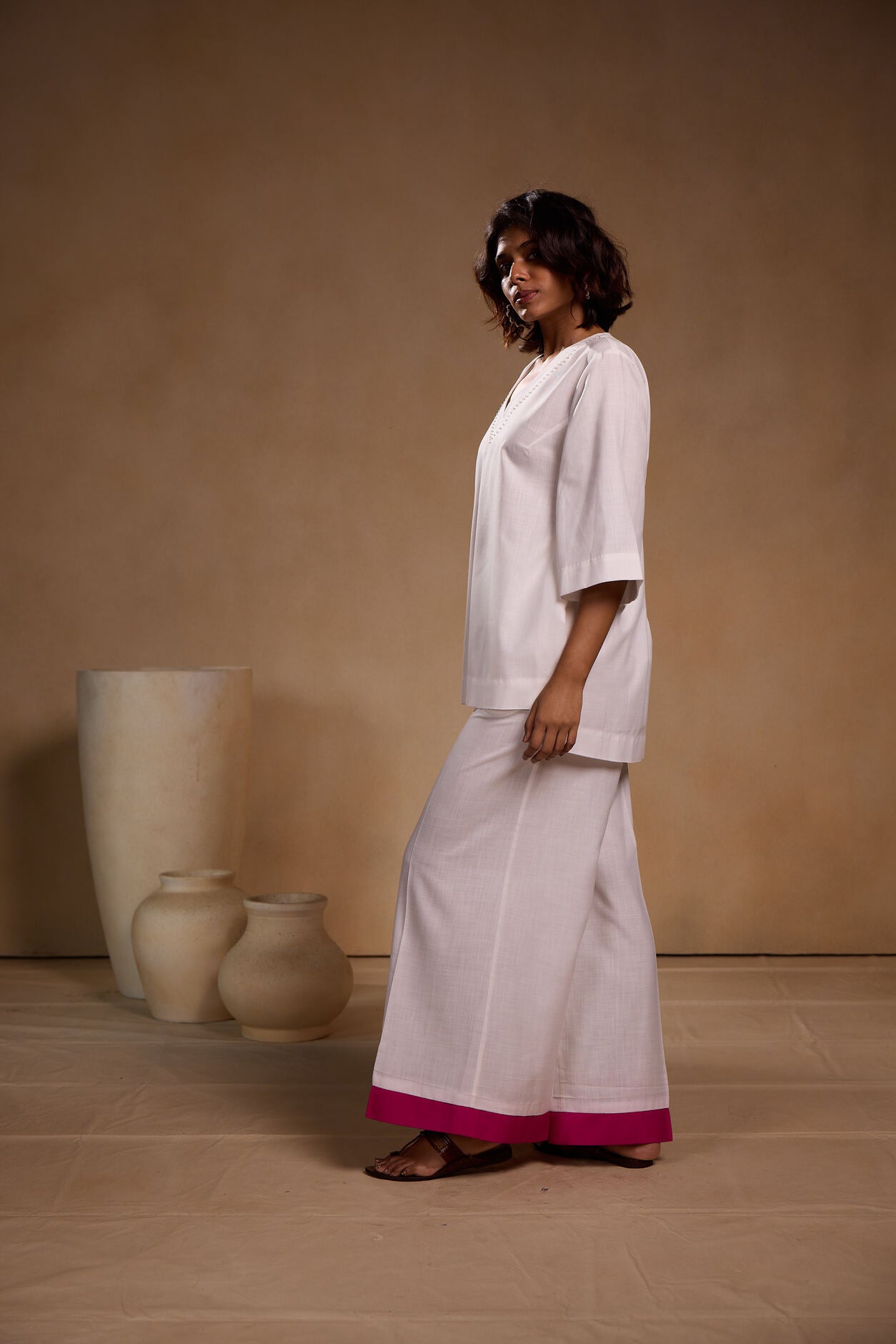 Cord Set - V Neck top with Painted Pant Set