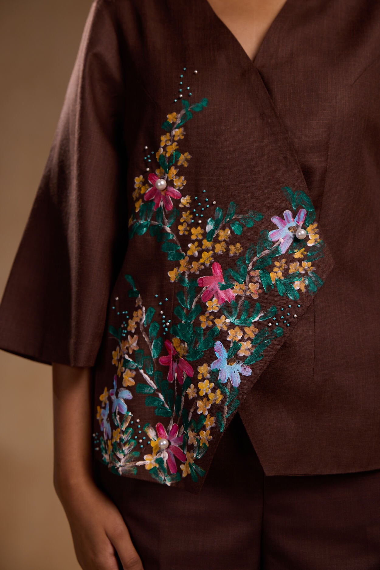 Painted Brown crossover top