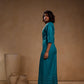 Blue Pleated long jumpsuit