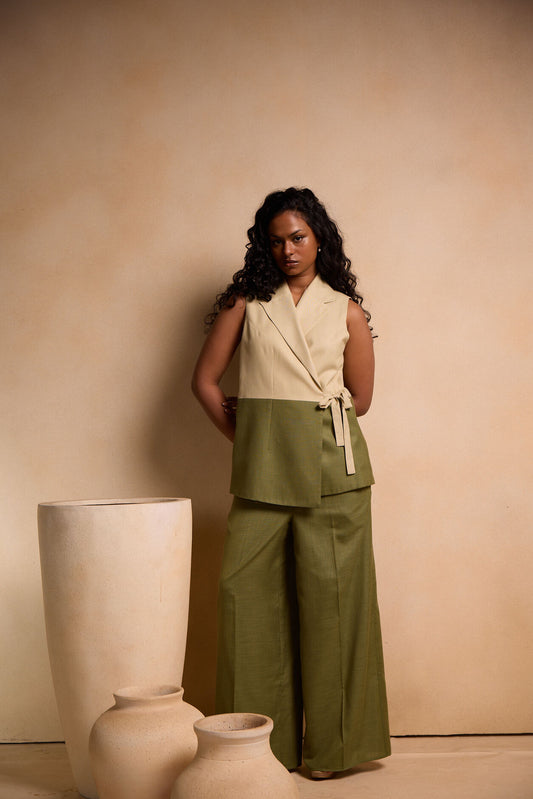 Cord Set - Sleeveless jacket with Pants Set